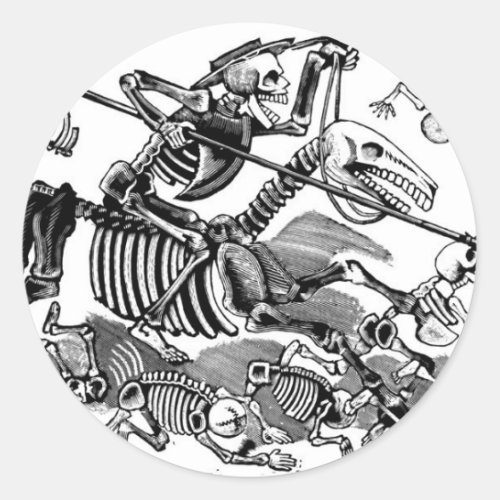 Calavera of Don Quixote circa early 1900s Classic Round Sticker