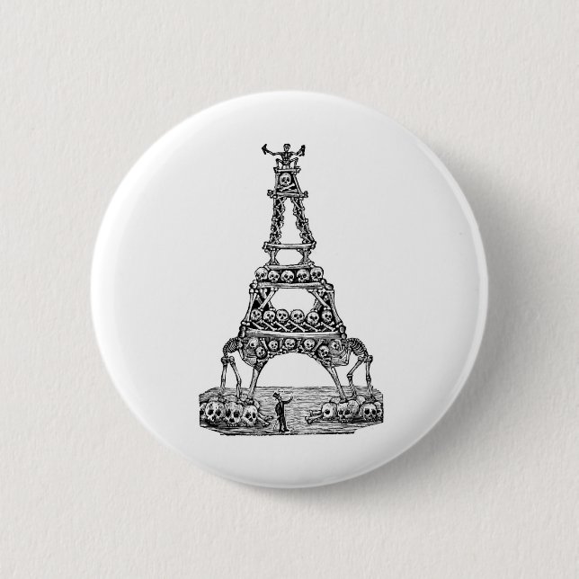 Calavera of the Eiffel Tower c. late 1800's Pinback Button (Front)