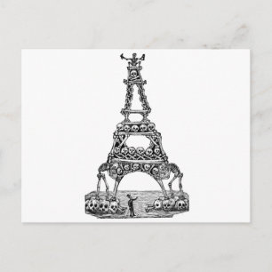 Calavera of the Eiffel Tower c. late 1800's Postcard