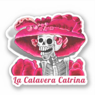 Calavera Red Dia De Los Muertos Sticker