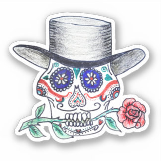 Calavera Rose Halloween Sticker