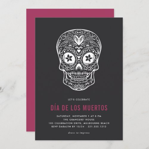 Calavera Skull Dia de los Muertos Party Invitation