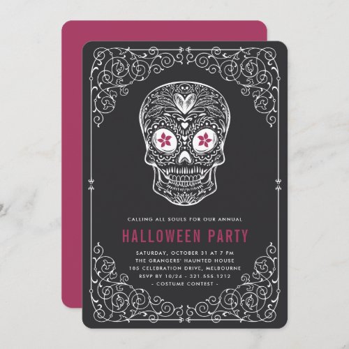 Calavera Skull Halloween Party Invitation