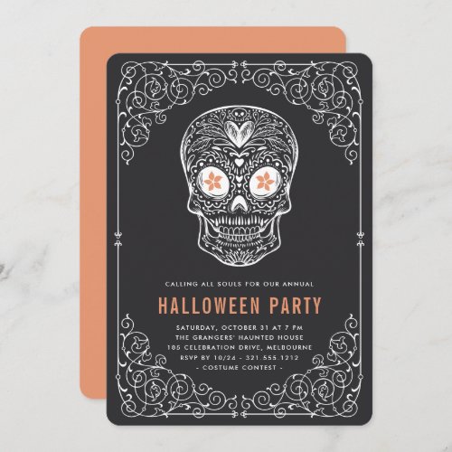 Calavera Skull Halloween Party Invitation