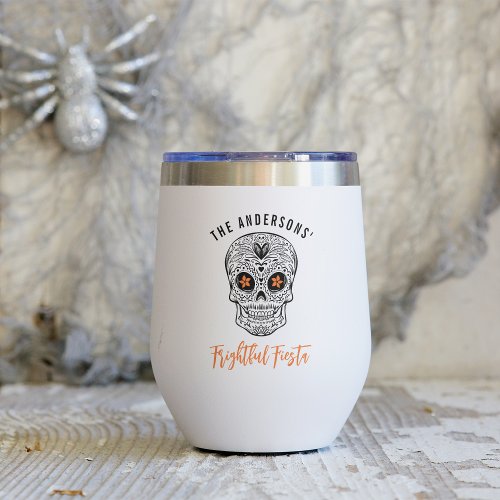 Calavera Skull Personalized Halloween Thermal Wine Tumbler