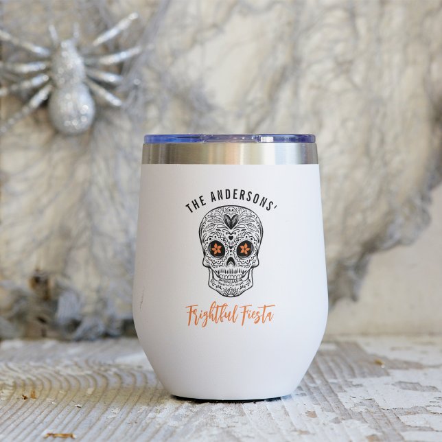 Calavera Skull Personalized Halloween Thermal Wine Tumbler (Creator Uploaded)