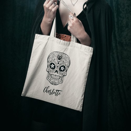 Calavera Skull Personalized Halloween Tote Bag