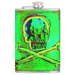 Calavera Skull pGeek NFT Art Green Red Flask