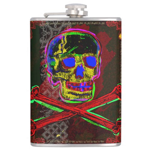 Calavera Skull pGeek NFT Art Red Black Blue Flask