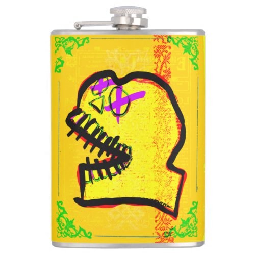 Calavera Skull pGeek NFT Art Yellow Black Purple Flask