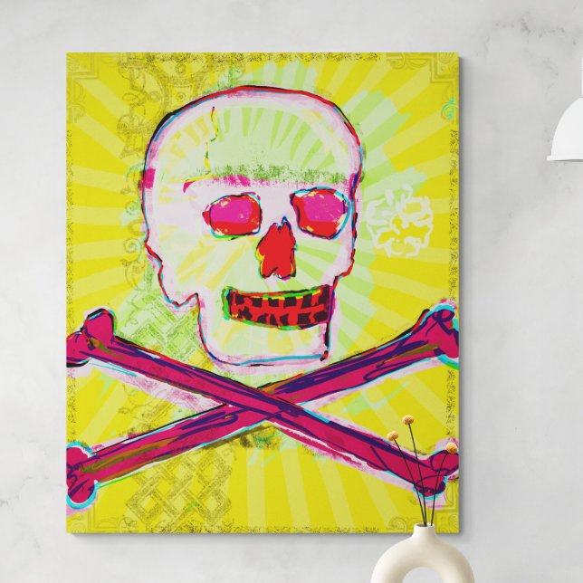 Calavera Skull pgeek NFT Art Yellow Green red Canvas Print (Creator Uploaded)