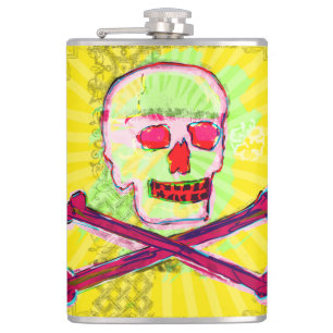 Calavera Skull pgeek NFT Art Yellow Green red Flask