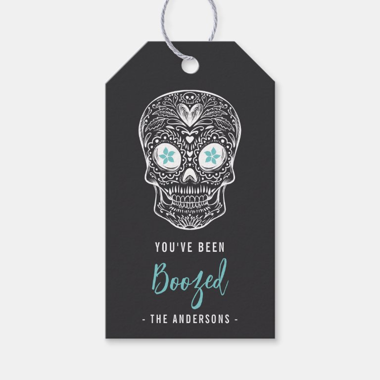 Calavera Skull You&#39;ve Been Boozed Halloween Gift Tags