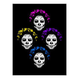 Calavera Skulls Pop Art Style Poster