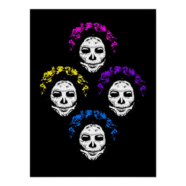 Calavera Skulls Pop Art Style Poster (Front)