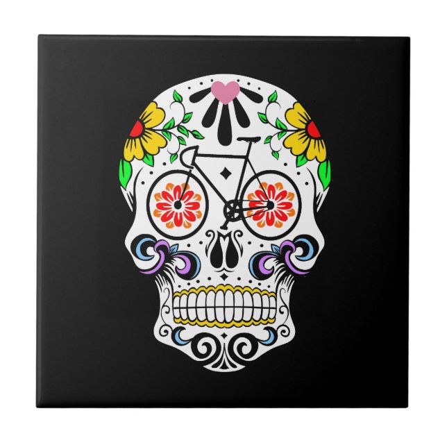Calavera - Sugar Skull Bike Ceramic Tile (Front)
