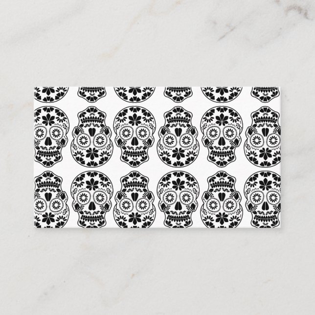 Calavera sugar skull candy_floral mexican calavera business card (Front)
