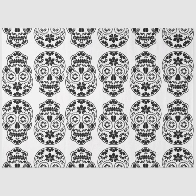 Calavera sugar skull candy_floral mexican calavera tissue paper (Front)