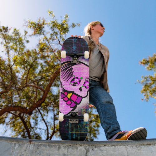 Calavera Thug Style Mexican Woodcut Grunge Skateboard