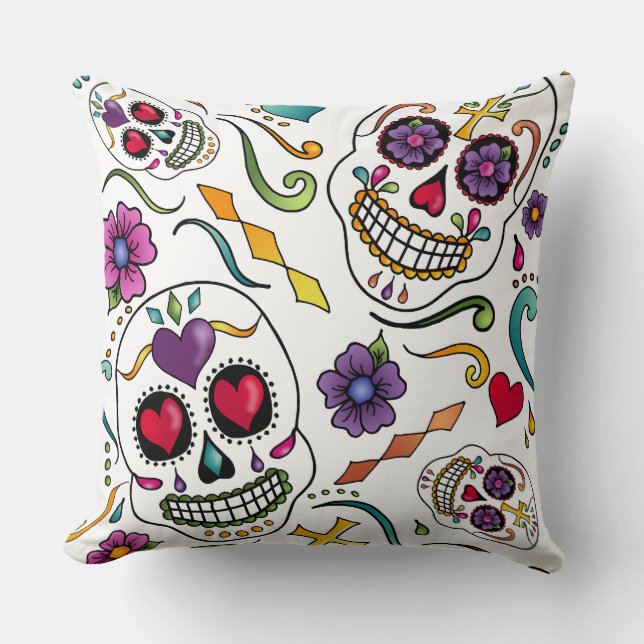 Calaveras Celebration Throw Pillow (Front)