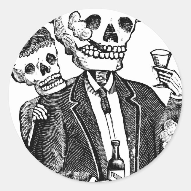 Calaveras from Guadalajara, Mexico Classic Round Sticker (Front)