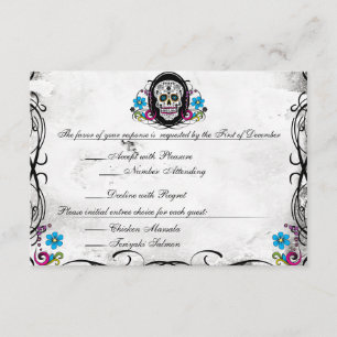 Calaveras Sugar Skull & Flourishes Reception Card