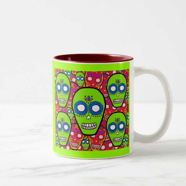Calaveras Sugar Skulls Two-Tone Coffee Mug (Right)