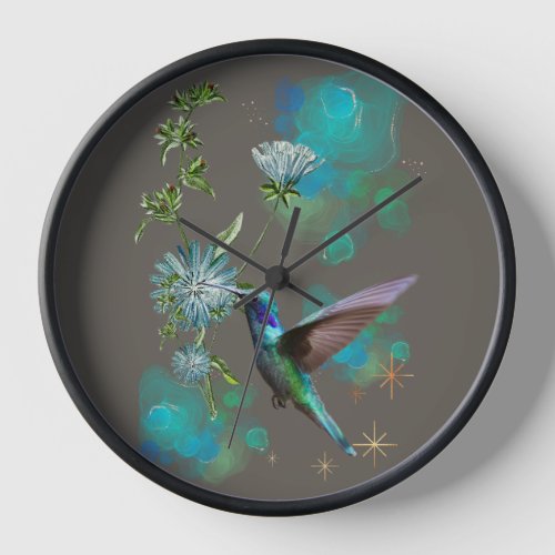 Calcareous flowers with vintage style clock