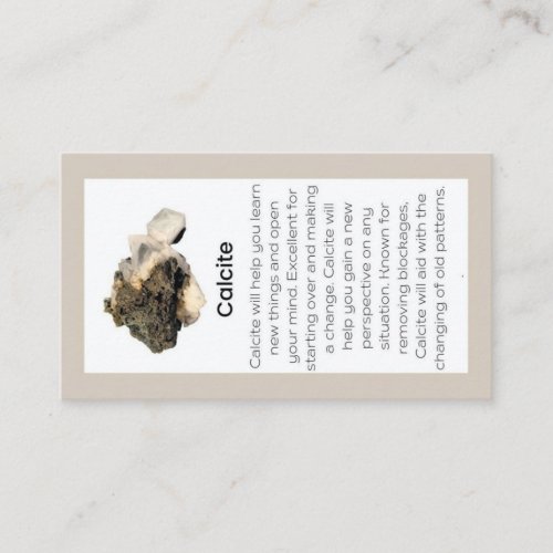 Calcite Crystal Meaning Jewelry Display Gemstone Business Card