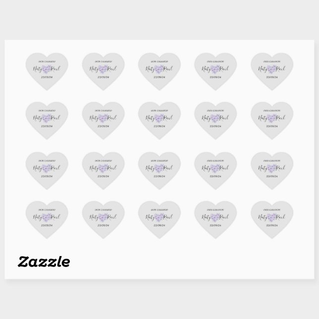 Calcomanía Floral en Tonos Lilas Heart Sticker (Sheet)