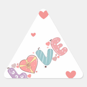 Calcomanía "Love You" - Happy Day with hearts Triangle Sticker