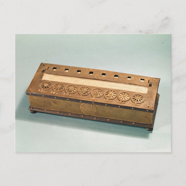 Calculating machine invented by Blaise Pascal Postcard (Front)