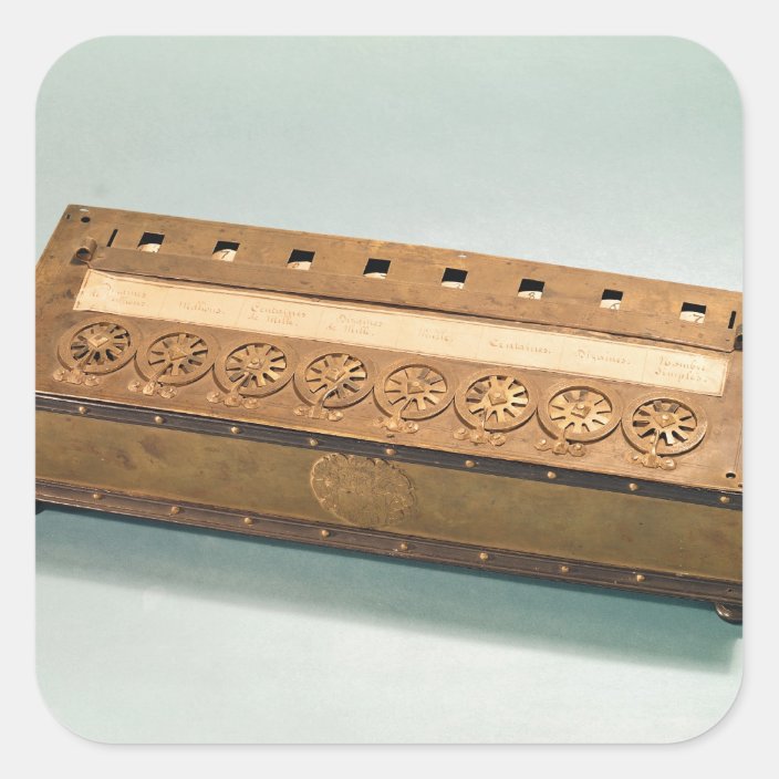 Calculating Machine Invented By Blaise Pascal Square Sticker Zazzle Com