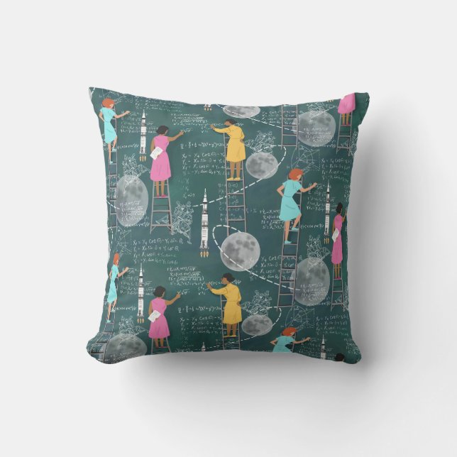 Calculating the Moon Landing Throw Pillow (Front)