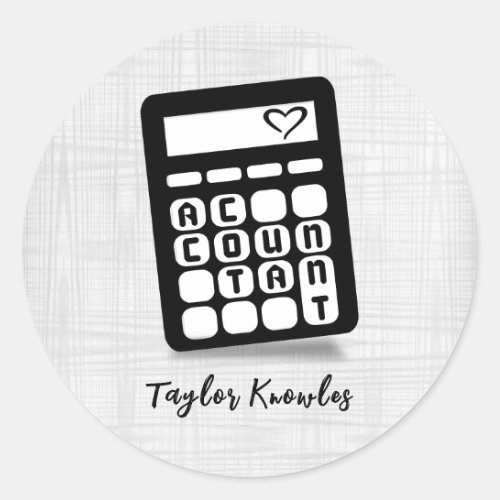 Calculator Accountant Heart Classic Round Sticker