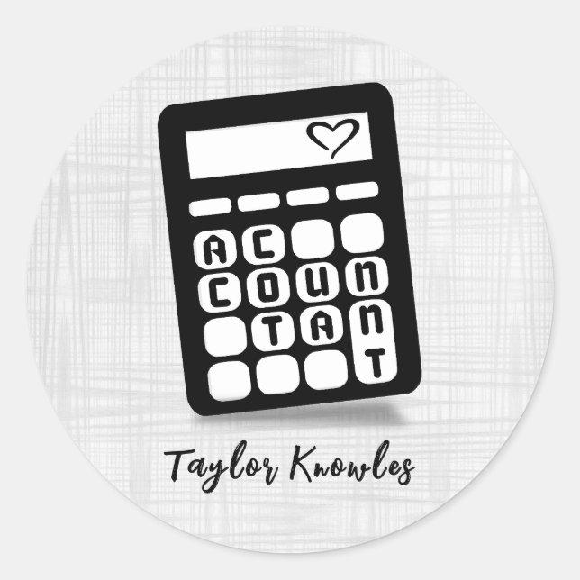 Calculator Accountant Heart Classic Round Sticker (Front)