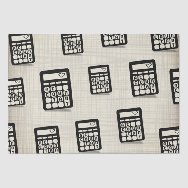 Calculator Accountant Heart Golden Tissue Paper (Front)