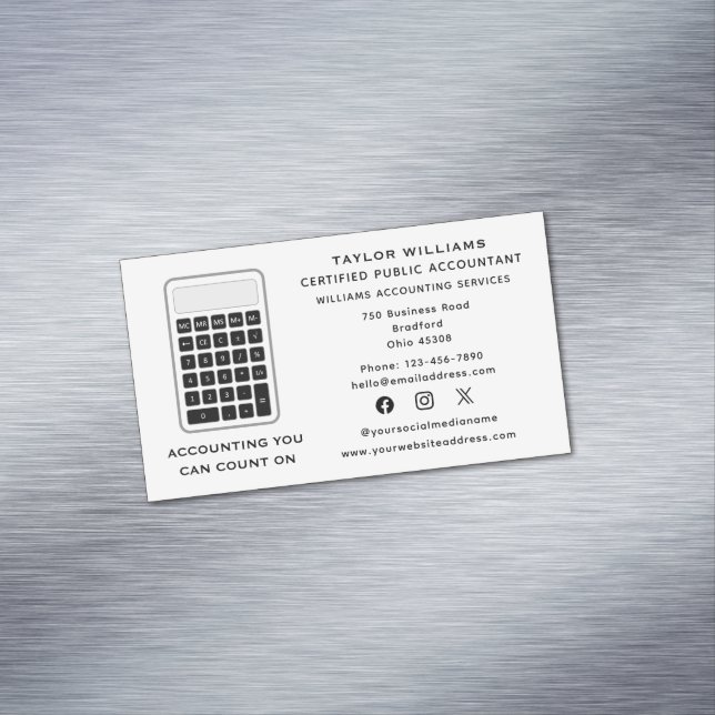 Calculator Accountant Money Acutuary Social Media Business Card Magnet (In Situ)
