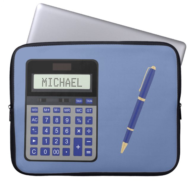 Calculator and Pen graphic Laptop Sleeve (Front)