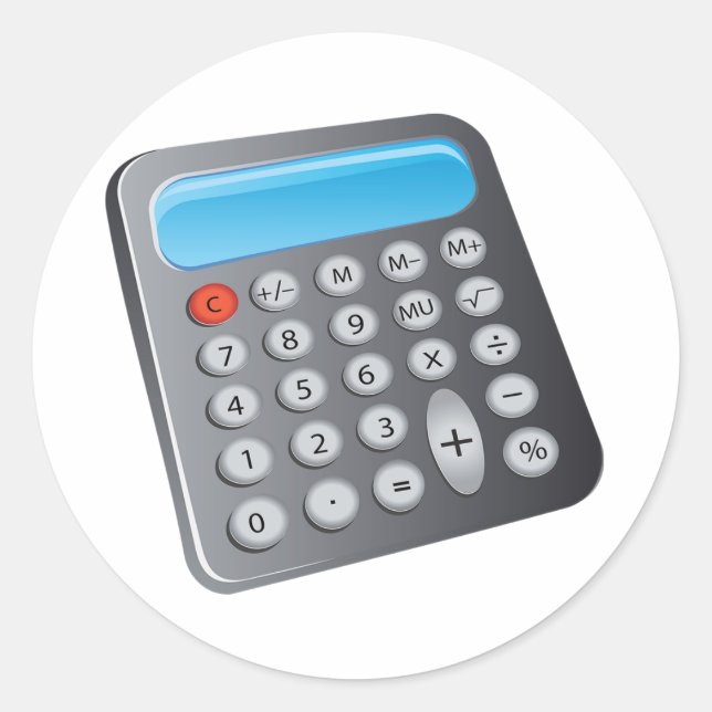 Calculator Classic Round Sticker (Front)