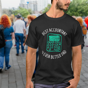 Calculator Hand Drawn Best Accountant Dad Black T-Shirt