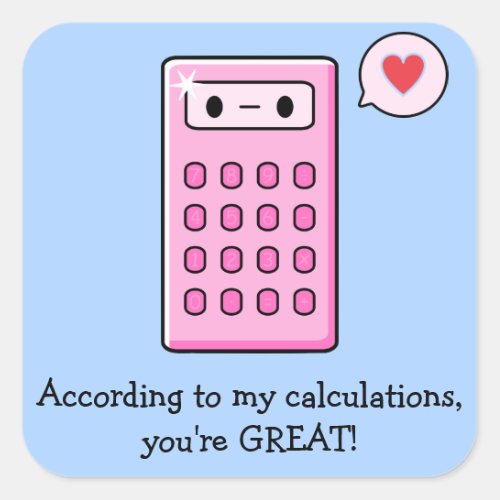 Calculator Love Square Sticker