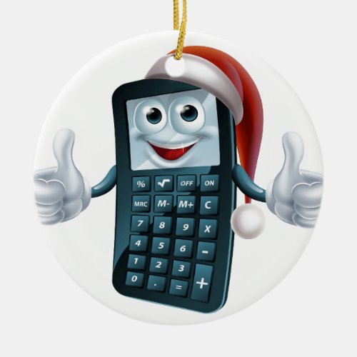 Calculator math christmas character ceramic ornament