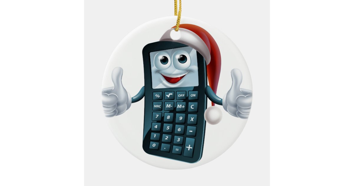 Calculator math christmas character ceramic ornament Zazzle