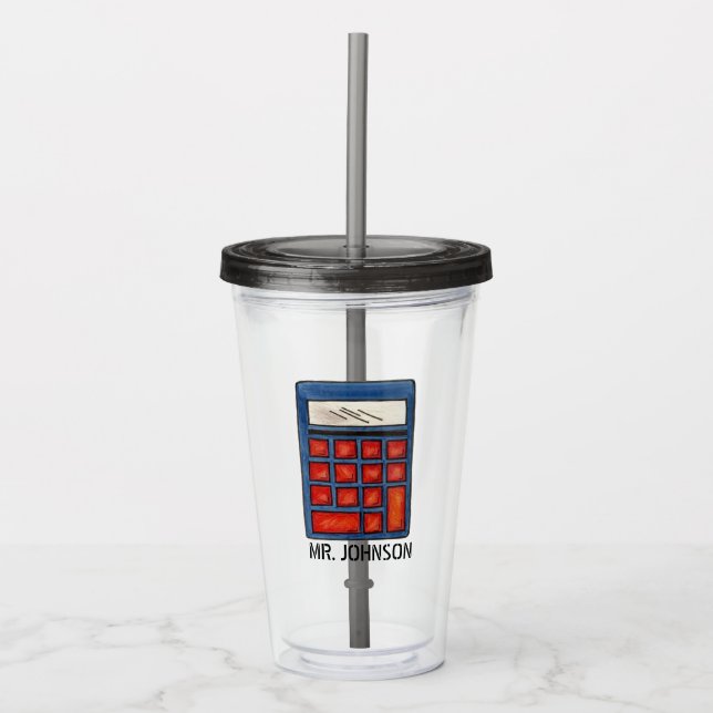 Calculator School Math Teacher Education Classroom Acrylic Tumbler (Front)