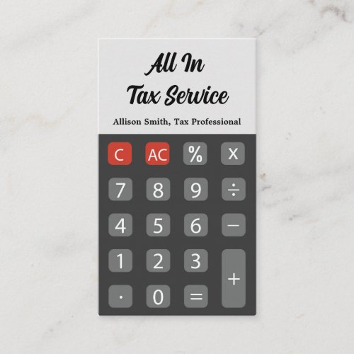 Calculator Tax Service  Business Card