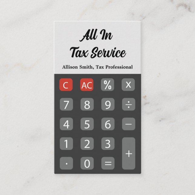 Calculator Tax Service  Business Card (Front)