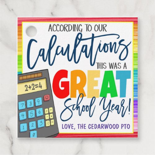 Calculator Teacher Appreciation Gift Tags