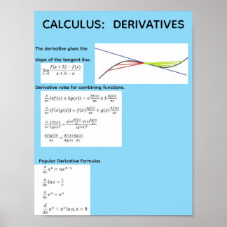 Calculus:  Derivatives Poster