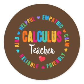 Calculus Teacher Math Teachers Algebra Squad Classic Round Sticker